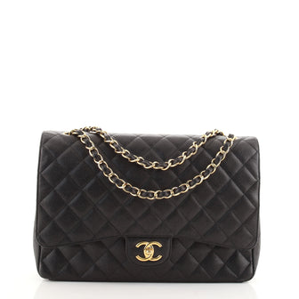 Chanel Classic Double Flap Bag Quilted Caviar Maxi