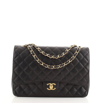 Chanel Classic Double Flap Bag Quilted Caviar Maxi