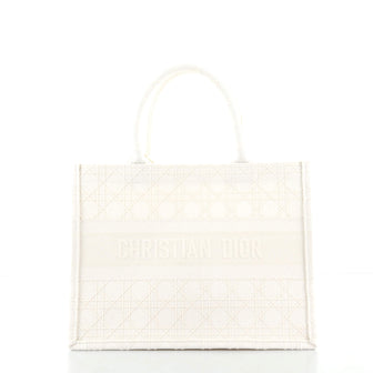 Christian Dior Book Tote Cannage Embroidered Canvas Small
