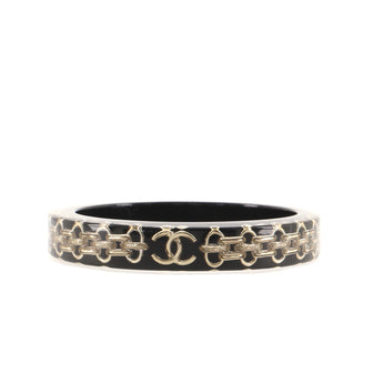 Chanel CC Bangle Bracelet Resin with Chain Detail Narrow