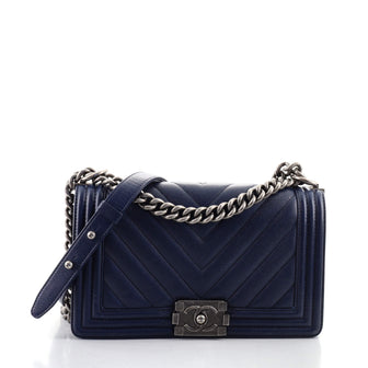 Chanel Boy Flap Bag Chevron Caviar Old Medium