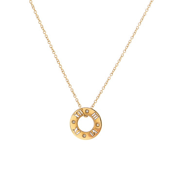 Tiffany & Co. Atlas Pierced Circle Pendant Necklace 18K Rose Gold with Diamonds