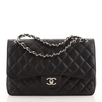 Chanel Classic Double Flap Bag Quilted Caviar Jumbo