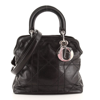 Christian Dior Granville Satchel Cannage Quilt Leather Small
