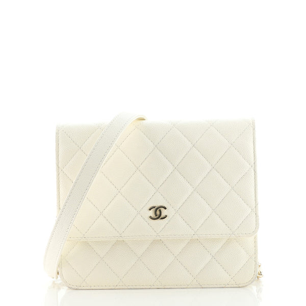 Square Wallet on Chain Quilted Caviar