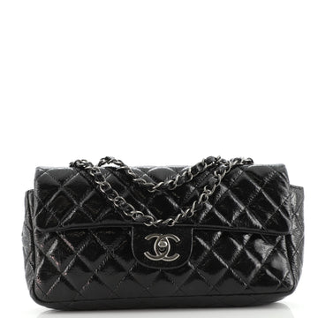Chanel Classic Single Flap Bag Quilted Crinkled Patent East West