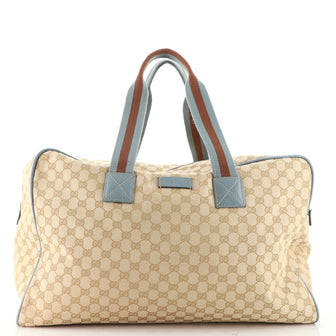 Gucci Web Strap Carry On Duffle Bag GG Canvas Large