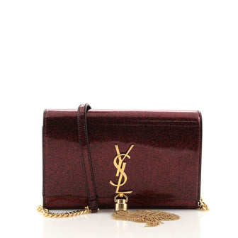 Saint Laurent Classic Monogram Tassel Chain Wallet Glitter Patent