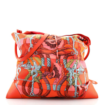 Hermes Silky City Bag Printed Silk and Leather GM