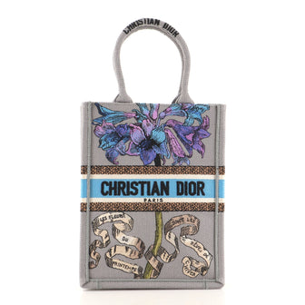 Christian Dior Book Tote Embroidered Canvas Vertical