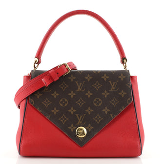Louis Vuitton Double V Handbag Calfskin with Monogram Canvas
