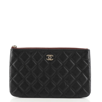 Chanel Classic O Case Pouch Quilted Caviar Small