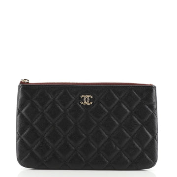 Chanel Classic O Case Pouch Quilted Caviar Small