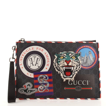Gucci Night Courrier Pouch GG Coated Canvas with Applique