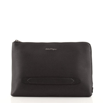 Salvatore Ferragamo Hand Strap Clutch Leather Large