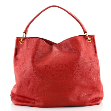 Prada Logo Hobo Embossed Vitello Daino Medium