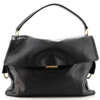 Salvatore Ferragamo Gancini Ring Flap Hobo Bag Leather