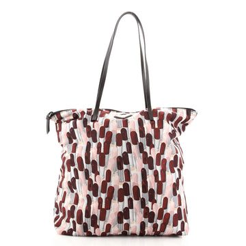 Prada Zip Tote Printed Tessuto Medium