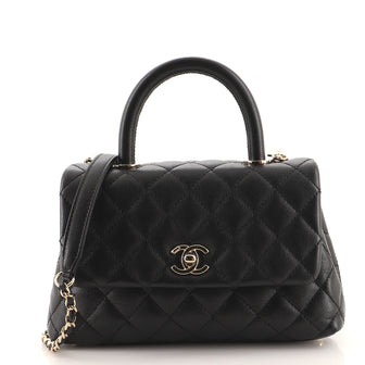 Chanel Coco Top Handle Bag Quilted Caviar Mini