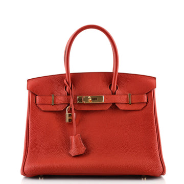 Hermes Birkin Handbag Red Togo with Gold Hardware 30