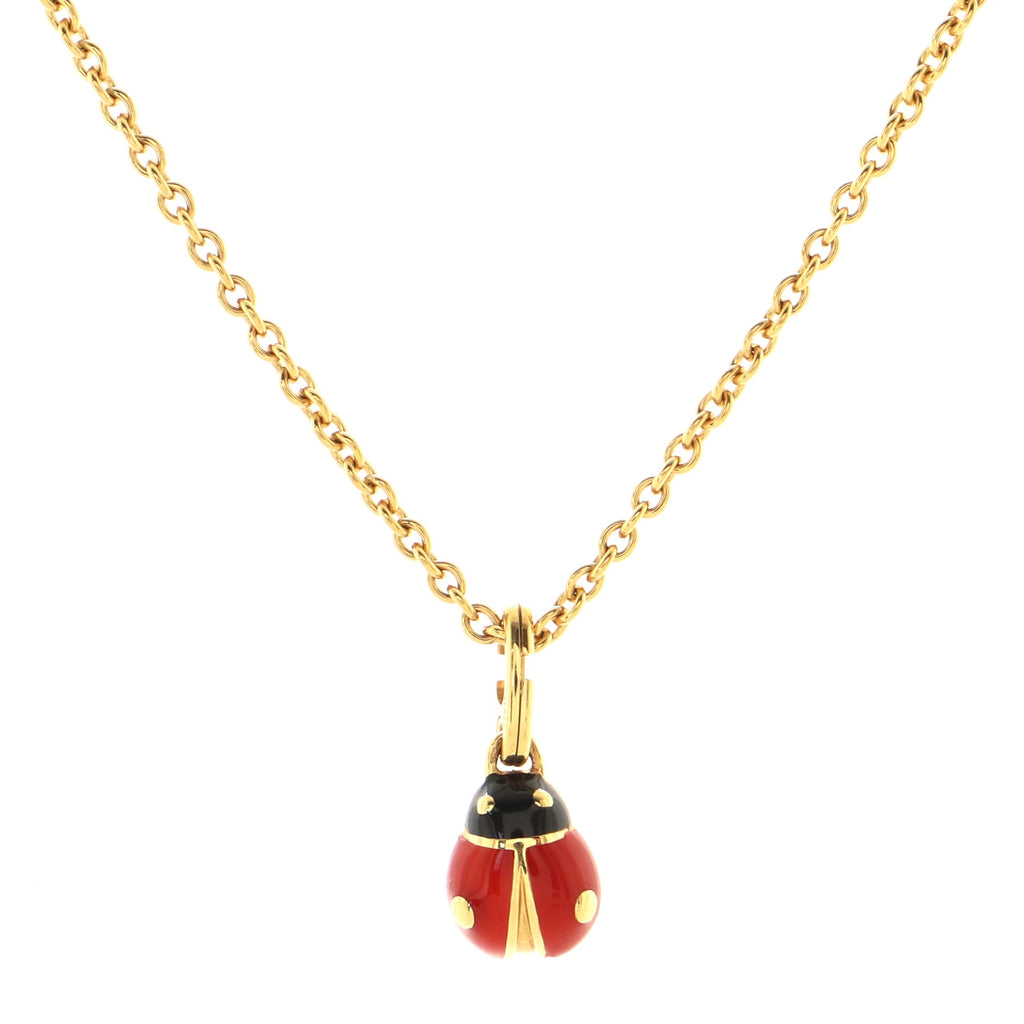 Christian Dior Ladybug Necklace 18K Yellow Gold with Enamel 99782