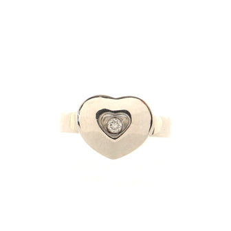Chopard Happy Diamonds 1 Diamond Heart Ring 18K White Gold with Floating Diamond