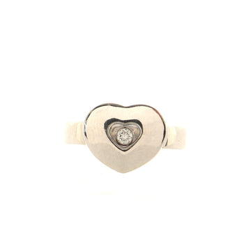 Chopard Happy Diamonds 1 Diamond Heart Ring 18K White Gold with Floating Diamond