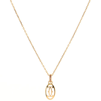 Cartier Logo Double C Pendant Necklace 18K Rose Gold with Pink Sapphires