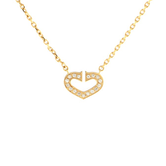 Cartier C Heart de Cartier Pendant Necklace 18K Yellow Gold with Pave Diamonds