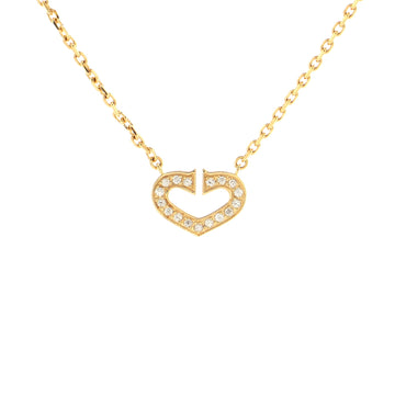 Cartier C Heart de Cartier Pendant Necklace 18K Yellow Gold with Pave Diamonds
