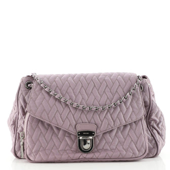 Prada Pushlock Envelope Flap Shoulder Bag Quilted Nylon Small
