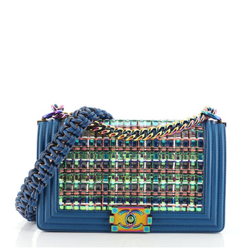Chanel Boy Flap Bag Woven PVC with Lambskin Old Medium