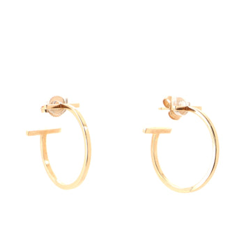 Tiffany & Co. T Wire Hoop Earrings 18K Rose Gold Medium