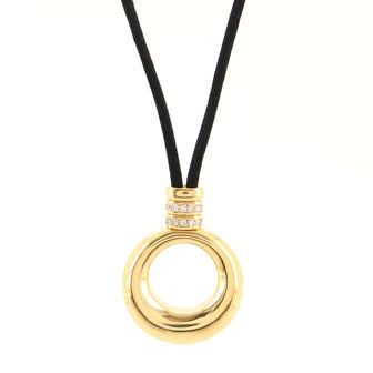 Chaumet Anneau Pendant Cord Necklace 18K Yellow Gold with Diamonds