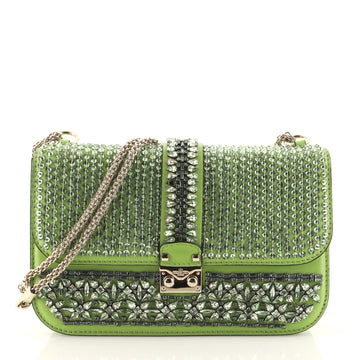 Valentino Glam Lock Shoulder Bag Embellished Leather Medium