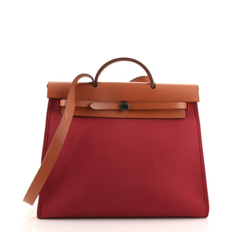Hermes Herbag Zip Leather and Toile 39