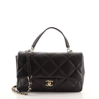 Chanel Top Handle Flap Bag Quilted Lambskin Medium