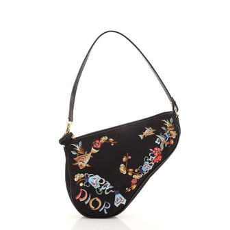 Christian Dior Koi Fish Saddle Bag Embroidered Satin Mini