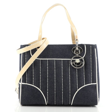Christian Dior Vintage Montaigne 1947 Tote Quilted Denim Medium