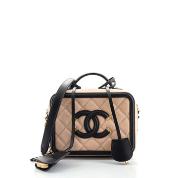 Chanel Filigree Vanity Case Quilted Caviar Small