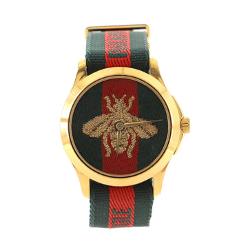 Gucci G-Timeless Bee Web Quartz Watch Metal with Nylon 38