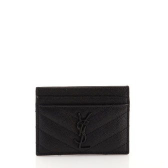 Saint Laurent Classic Monogram Card Holder Matelasse Chevron Leather