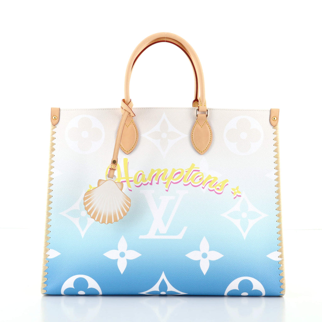 Louis Vuitton OnTheGo Tote Limited Edition Cities By The Pool Monogram  Giant with Raffia GM Blue 998871