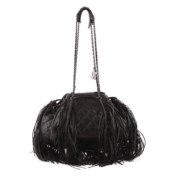Chanel Paris-Dallas Drawstring Fringe Shoulder Bag Quilted Leather