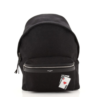 Saint Laurent City Backpack Canvas with Applique Medium