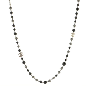 Chanel CC Station Long Necklace Ruthenium with Resin and Faux Pearls