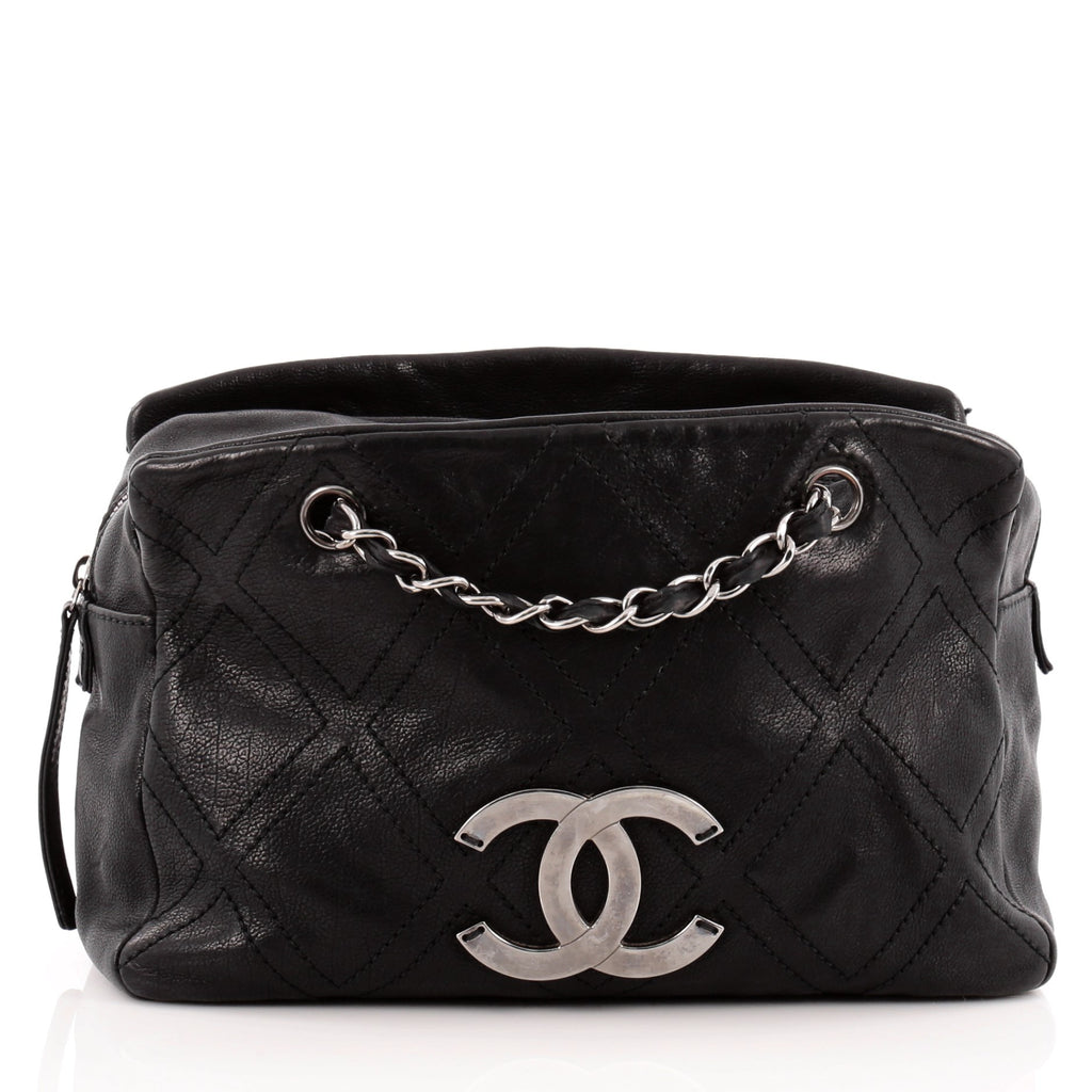 Chanel Hampton CC Double Stitch Accordion Bag - Black Shoulder