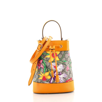 Gucci Ophidia Bucket Bag Flora GG Coated Canvas and Leather  Small