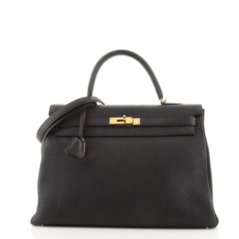 Hermes Kelly Handbag Black Togo with Gold Hardware 35