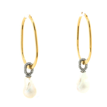 Celine Hoop Earrings Metal with Crystals and Pearls